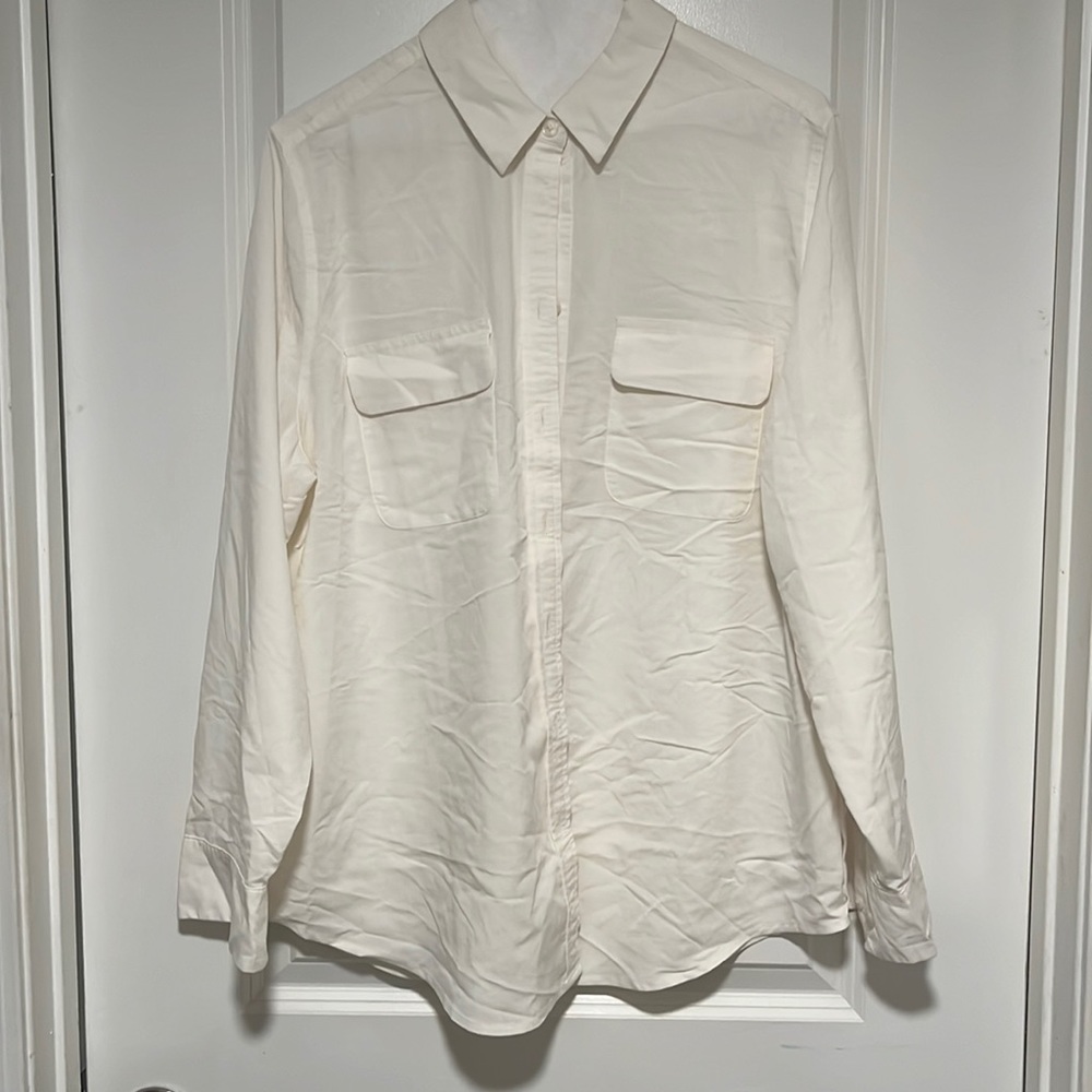 Chicos Cream Button Down Blouse SZ 2